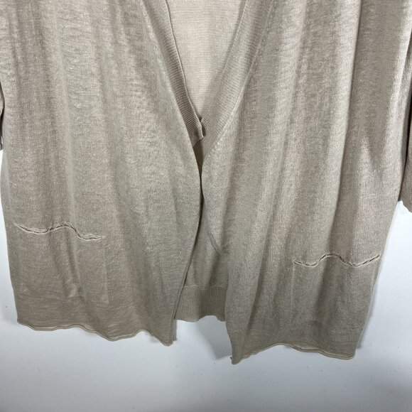 Eileen Fisher Sweater Womens XL Cream Cardigan Linen Blend Minimalist Beachy - Picture 3 of 9